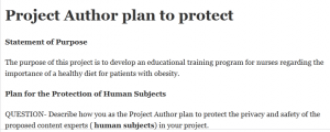 Project Author plan to protect 