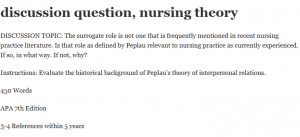 discussion question, nursing theory 