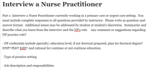 Interview a Nurse Practitioner