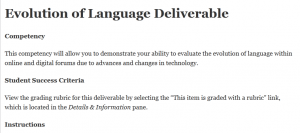 Evolution of Language Deliverable