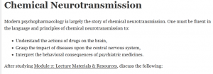 Chemical Neurotransmission