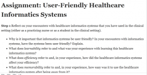 Assignment: User-Friendly Healthcare Informatics Systems