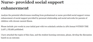 Nurse- provided social support enhancement