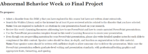 Abnormal Behavior Week 10 Final Project