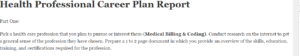 Health Professional Career Plan Report