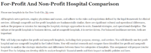 For-Profit And Non-Profit Hospital Comparison