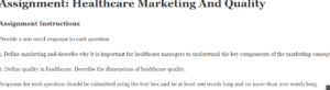 Assignment: Healthcare Marketing And Quality