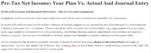 Pre-Tax Net Income: Year Plan Vs. Actual And Journal Entry