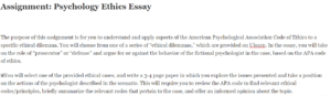 Assignment: Psychology Ethics Essay