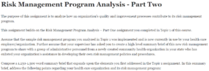 Risk Management Program Analysis - Part Two