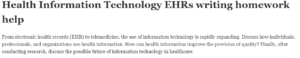 Health Information Technology EHRs writing homework help