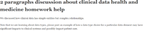 2 paragraphs discussion about clinical data health and medicine homework help