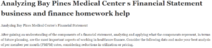 Analyzing Bay Pines Medical Center s Financial Statement business and finance homework help