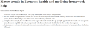 Macro trends in Economy health and medicine homework help
