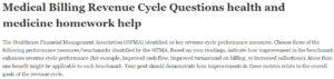 Medical Billing Revenue Cycle Questions health and medicine homework help
