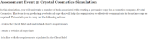 Assessment Event 2: Crystal Cosmetics Simulation