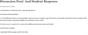 Discussion Post/ And Student Response