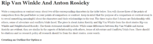 Rip Van Winkle And Anton Rosicky