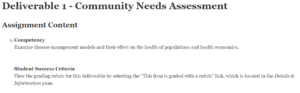 Deliverable 1 - Community Needs Assessment