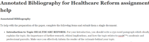 Annotated Bibliography for Healthcare Reform assignment help