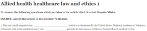 Allied health healthcare law and ethics 1