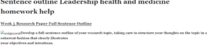 Sentence outline Leadership health and medicine homework help